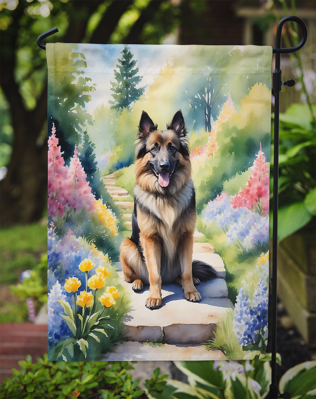 Belgian Tervuren Spring Path Garden Flag Mailbox Decorative Yard Banner Outside Patio Artwork for Flower Beds, Garden Size, Multicolor