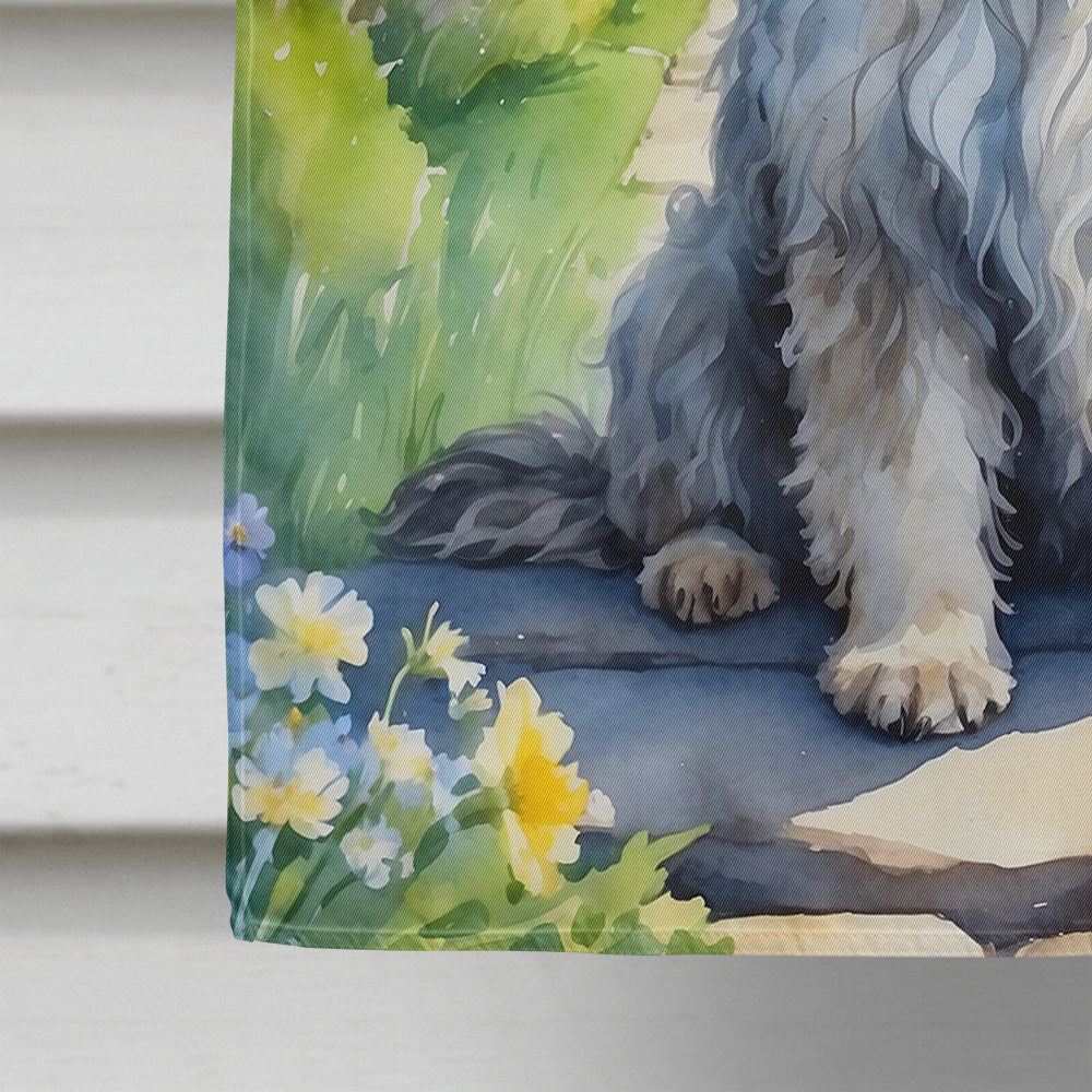 Bergamasco Sheepdog Spring Path House Flag 28x40 Porch Sleeve Pole Decorative Outside Yard Banner Artwork Wall Hanging, Polyester