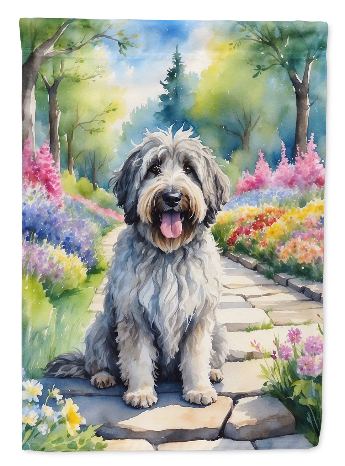 Bergamasco Sheepdog Spring Path Garden Flag Mailbox Decorative Yard Banner Outside Patio Artwork for Flower Beds, Garden Size, Multicolor