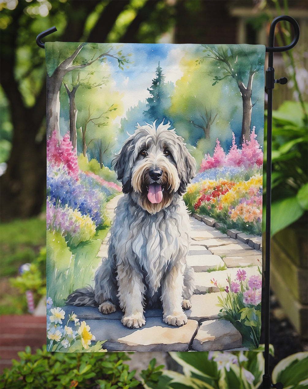 Bergamasco Sheepdog Spring Path Garden Flag Mailbox Decorative Yard Banner Outside Patio Artwork for Flower Beds, Garden Size, Multicolor