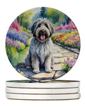 Bergamasco Sheepdog Spring Path Large Sandstone Coasters Pack of 4 Absorbent Round Coasters Decor Gifts for Men or Women, 4 in, Multicolor
