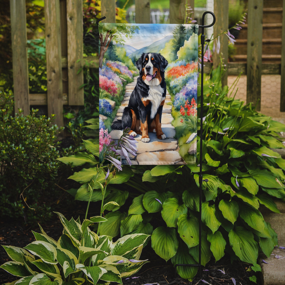 Bernese Mountain Dog Spring Path Garden Flag Mailbox Decorative Yard Banner Outside Patio Artwork for Flower Beds, Garden Size, Multicolor