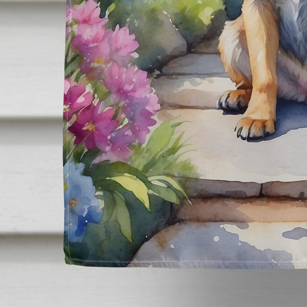 Border Terrier Spring Path House Flag 28x40 Porch Sleeve Pole Decorative Outside Yard Banner Artwork Wall Hanging, Polyester
