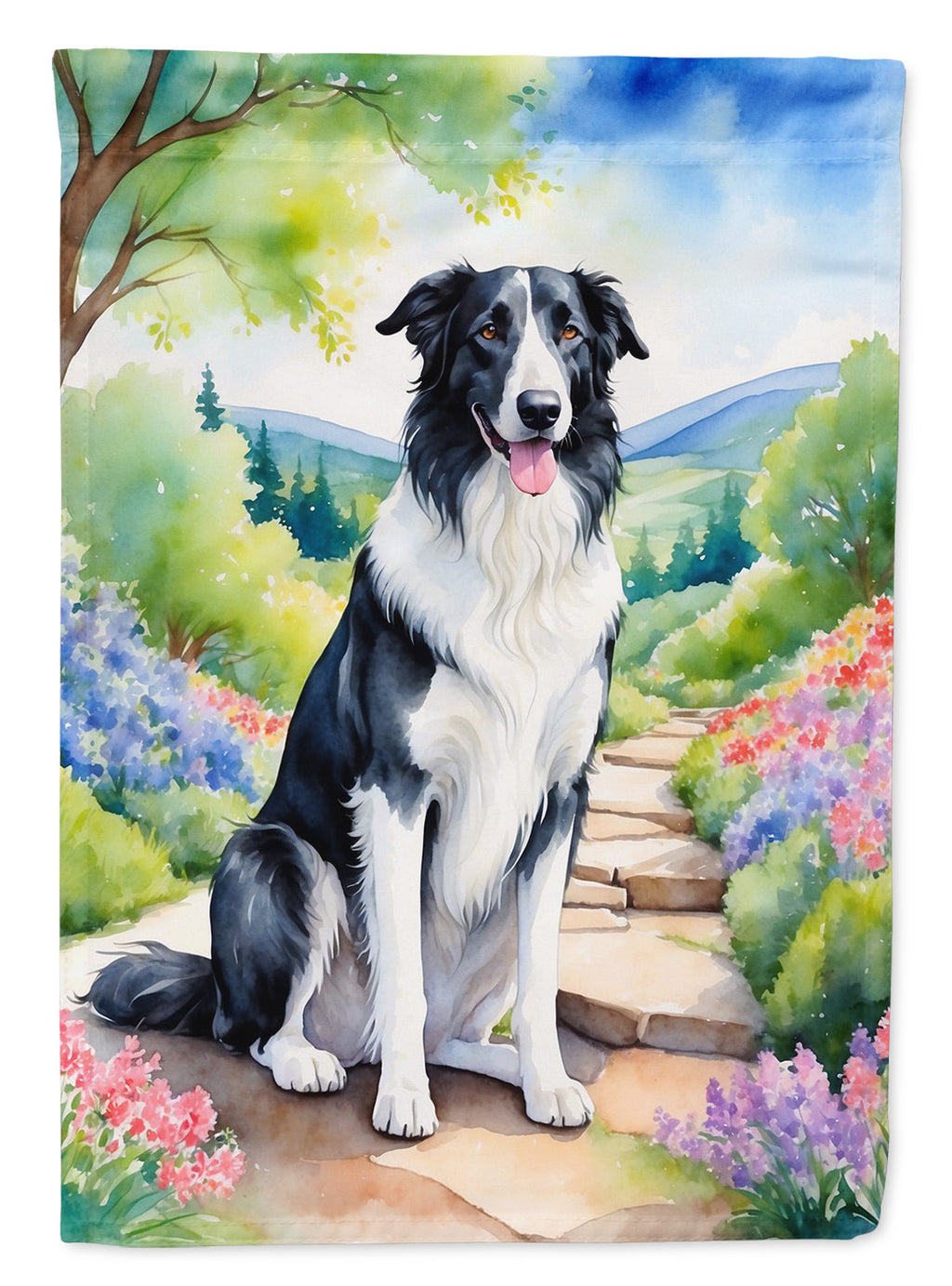 Borzoi Spring Path Garden Flag Mailbox Decorative Yard Banner Outside Patio Artwork for Flower Beds, Garden Size, Multicolor