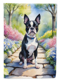 Boston Terrier Spring Path Garden Flag Mailbox Decorative Yard Banner Outside Patio Artwork for Flower Beds, Garden Size, Multicolor