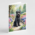 Bouvier des Flandres Spring Path Greeting Cards Pack of 8 Blank Cards with Envelopes Whimsical A7 Size 5x7