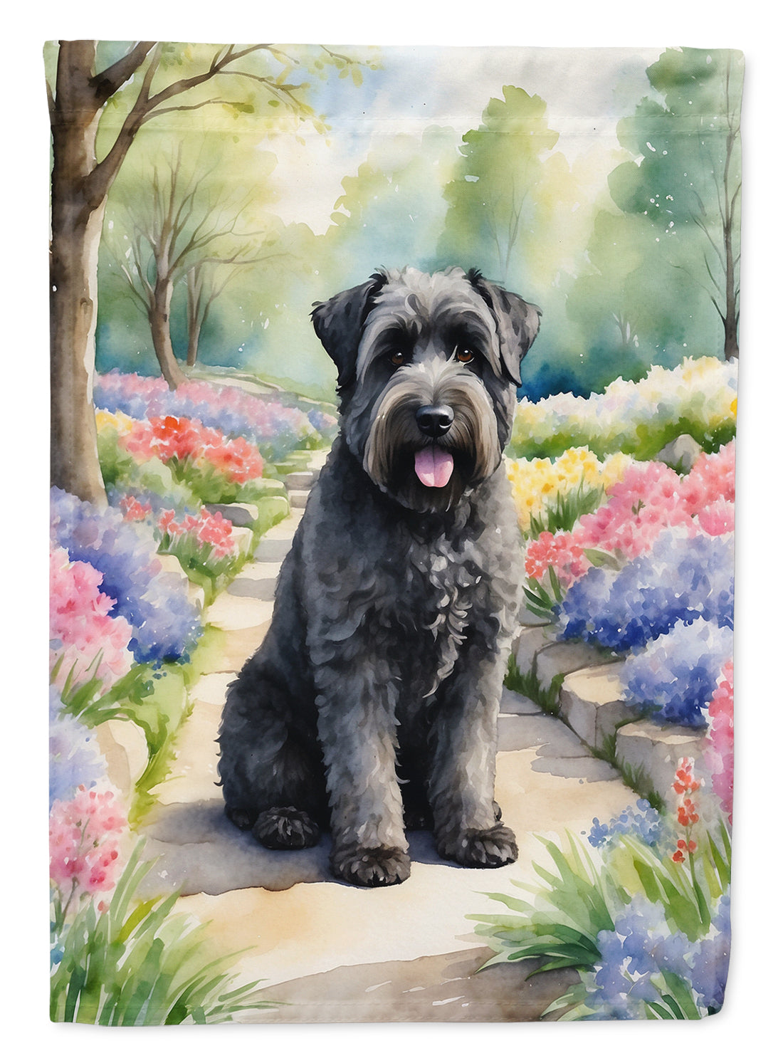 Bouvier des Flandres Spring Path Garden Flag Mailbox Decorative Yard Banner Outside Patio Artwork for Flower Beds, Garden Size, Multicolor