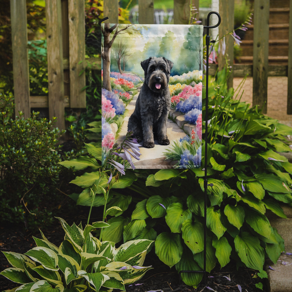 Bouvier des Flandres Spring Path Garden Flag Mailbox Decorative Yard Banner Outside Patio Artwork for Flower Beds, Garden Size, Multicolor