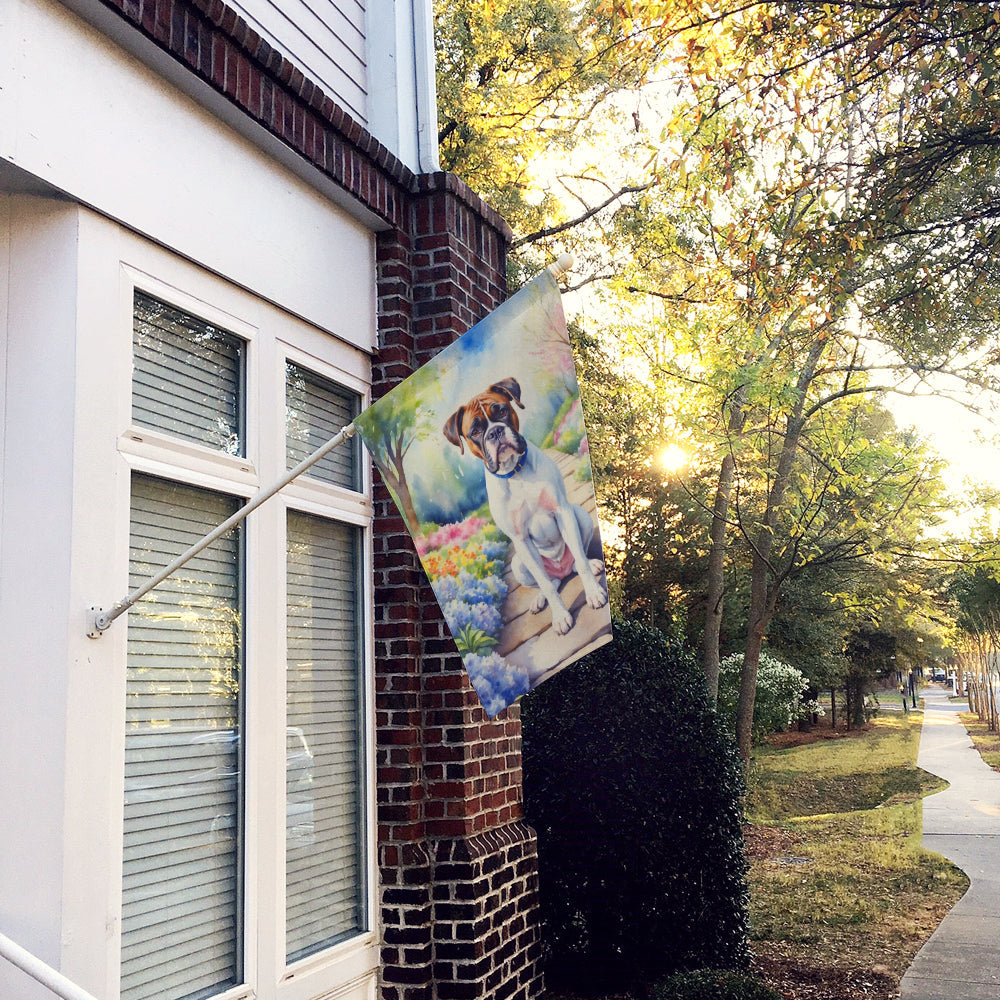 Boxer Spring Path House Flag 28x40 Porch Sleeve Pole Decorative Outside Yard Banner Artwork Wall Hanging, Polyester