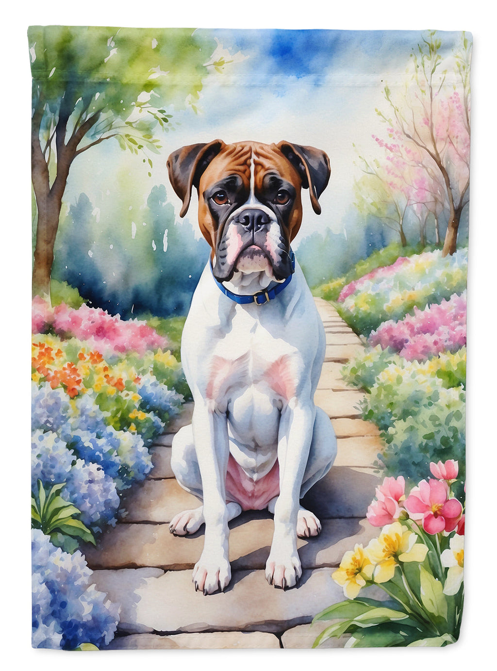 Boxer Spring Path Garden Flag Mailbox Decorative Yard Banner Outside Patio Artwork for Flower Beds, Garden Size, Multicolor