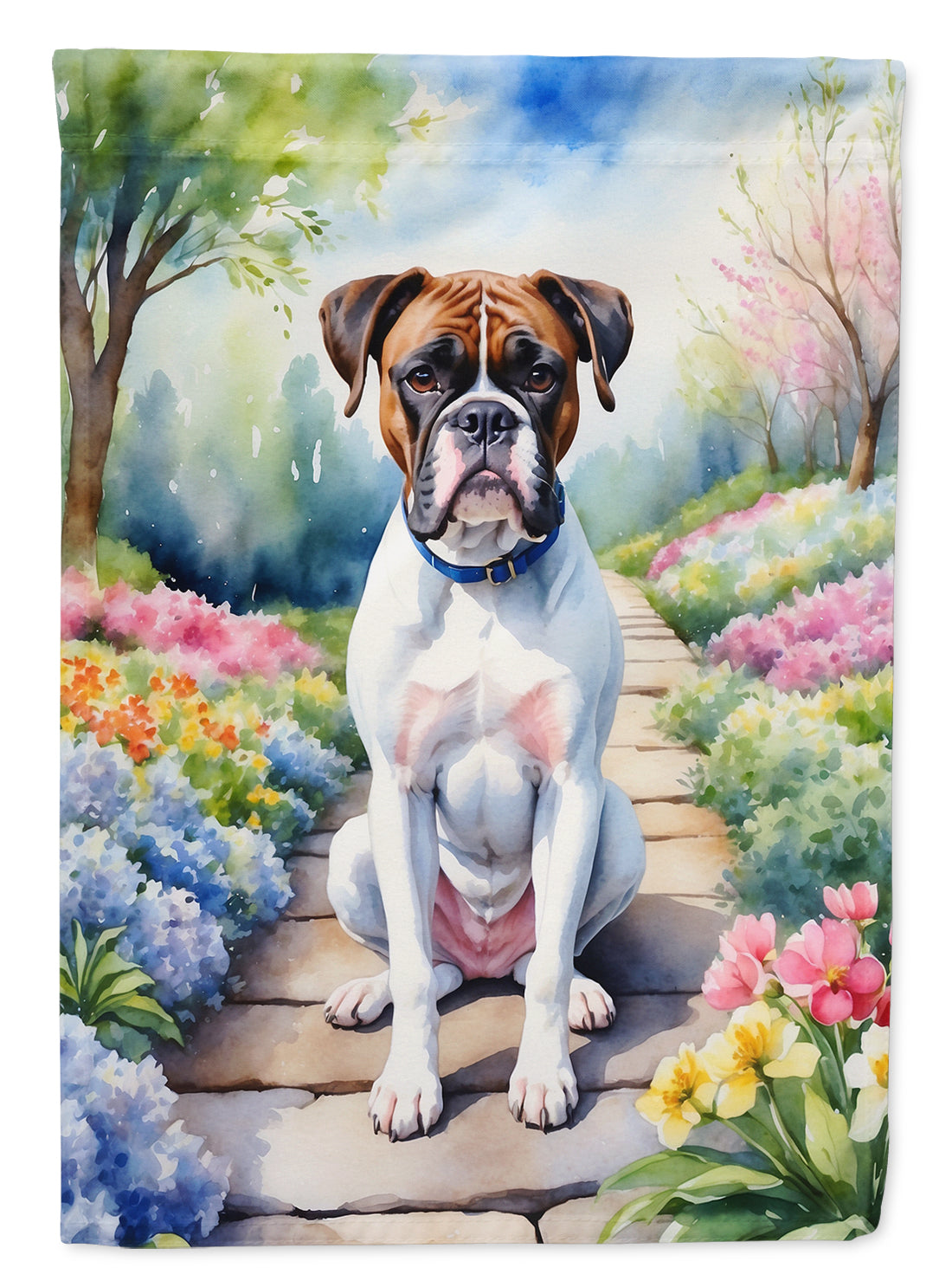 Boxer Spring Path Garden Flag Mailbox Decorative Yard Banner Outside Patio Artwork for Flower Beds, Garden Size, Multicolor