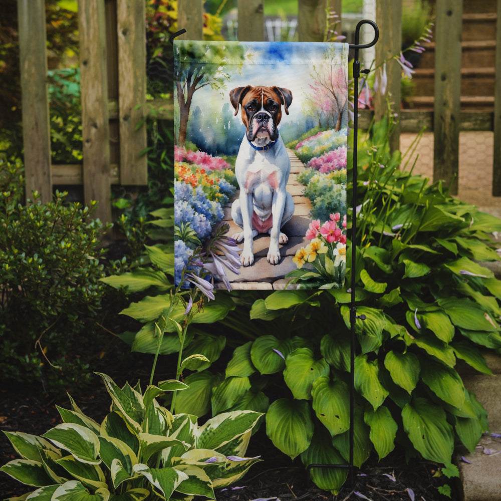 Boxer Spring Path Garden Flag Mailbox Decorative Yard Banner Outside Patio Artwork for Flower Beds, Garden Size, Multicolor