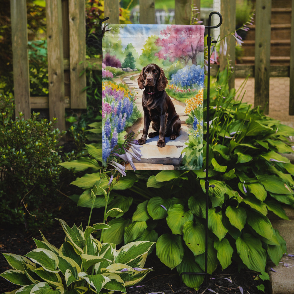 Boykin Spaniel Spring Path Garden Flag Mailbox Decorative Yard Banner Outside Patio Artwork for Flower Beds, Garden Size, Multicolor