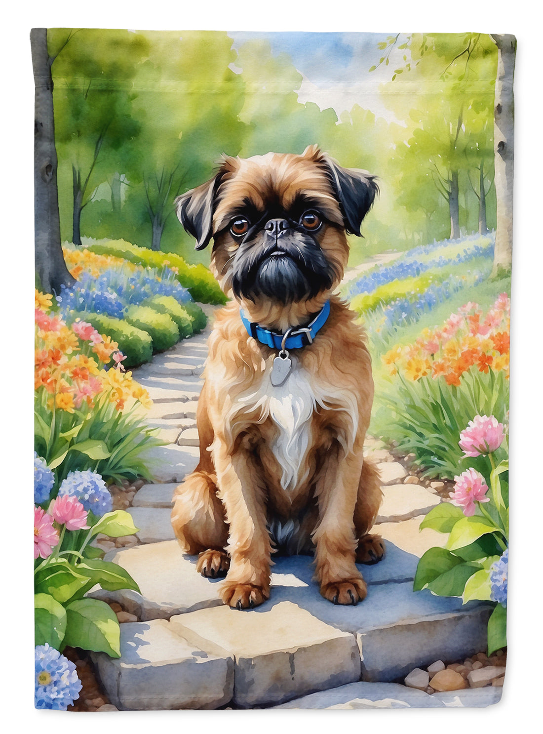 Brussels Griffon Spring Path Garden Flag Mailbox Decorative Yard Banner Outside Patio Artwork for Flower Beds, Garden Size, Multicolor