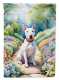 Bull Terrier Spring Path House Flag 28x40 Porch Sleeve Pole Decorative Outside Yard Banner Artwork Wall Hanging, Polyester