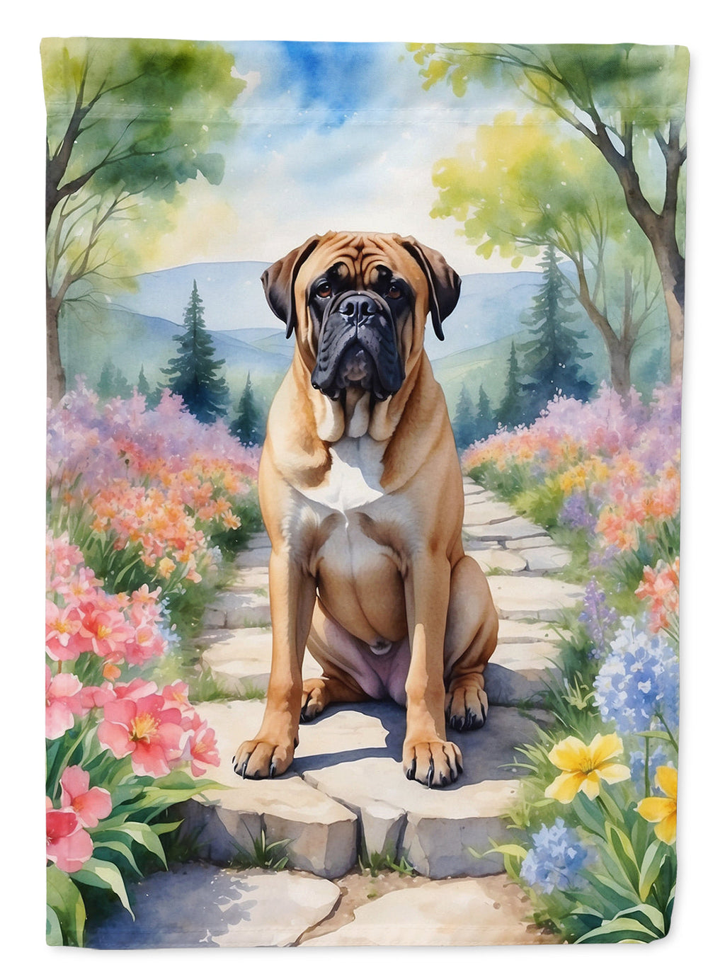 Bullmastiff Spring Path Garden Flag Mailbox Decorative Yard Banner Outside Patio Artwork for Flower Beds, Garden Size, Multicolor