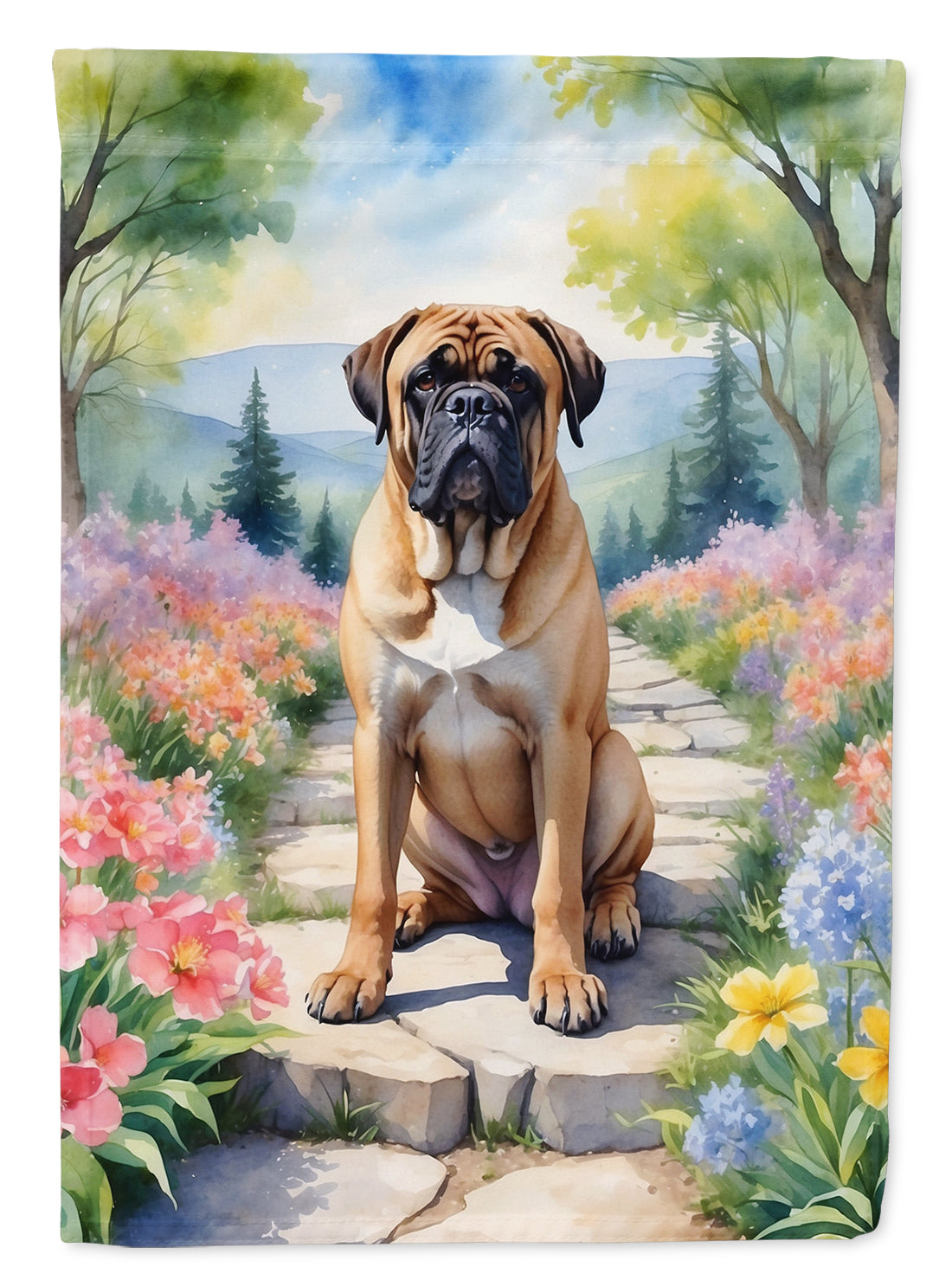 Bullmastiff Spring Path Garden Flag Mailbox Decorative Yard Banner Outside Patio Artwork for Flower Beds, Garden Size, Multicolor