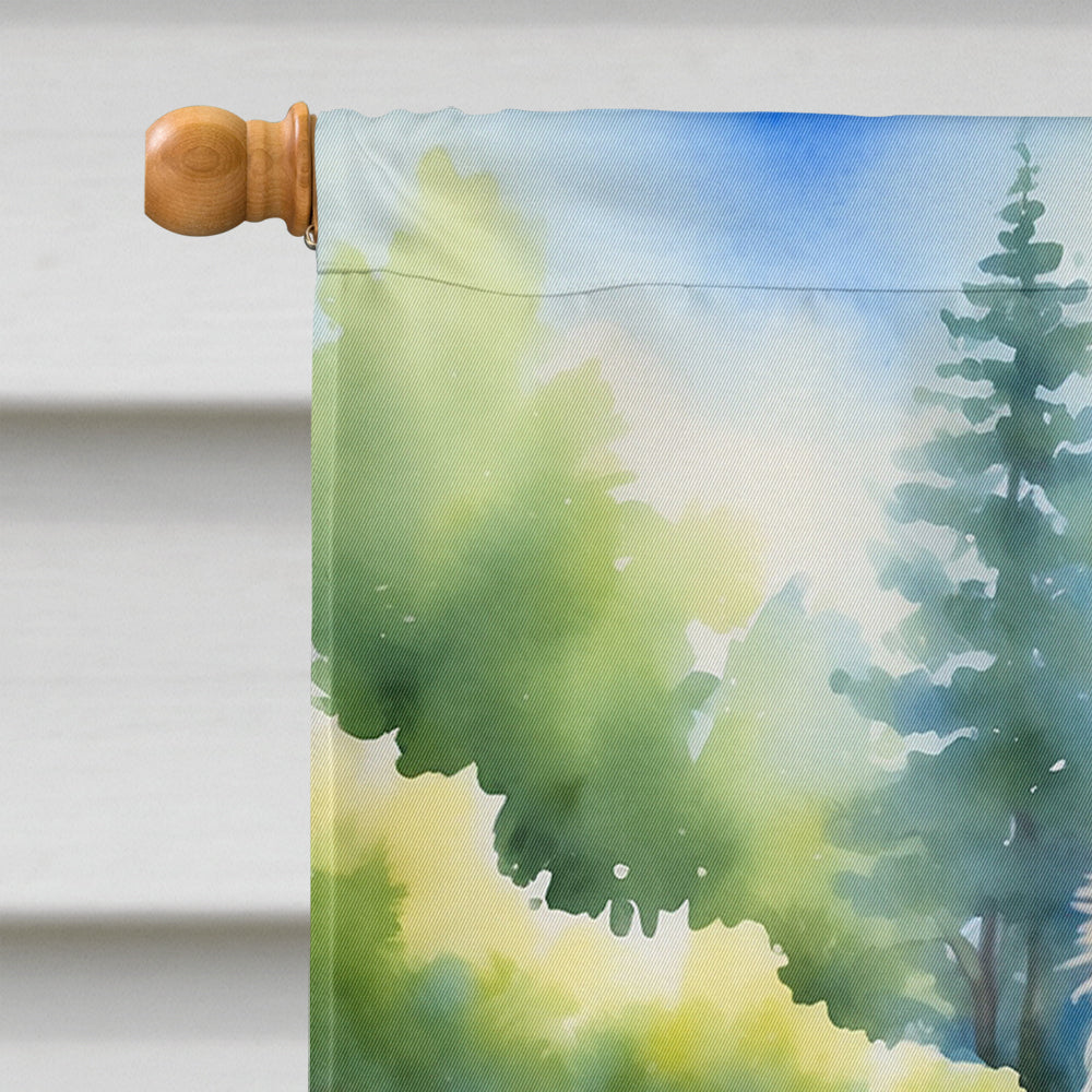 Cairn Terrier Spring Path House Flag 28x40 Porch Sleeve Pole Decorative Outside Yard Banner Artwork Wall Hanging, Polyester