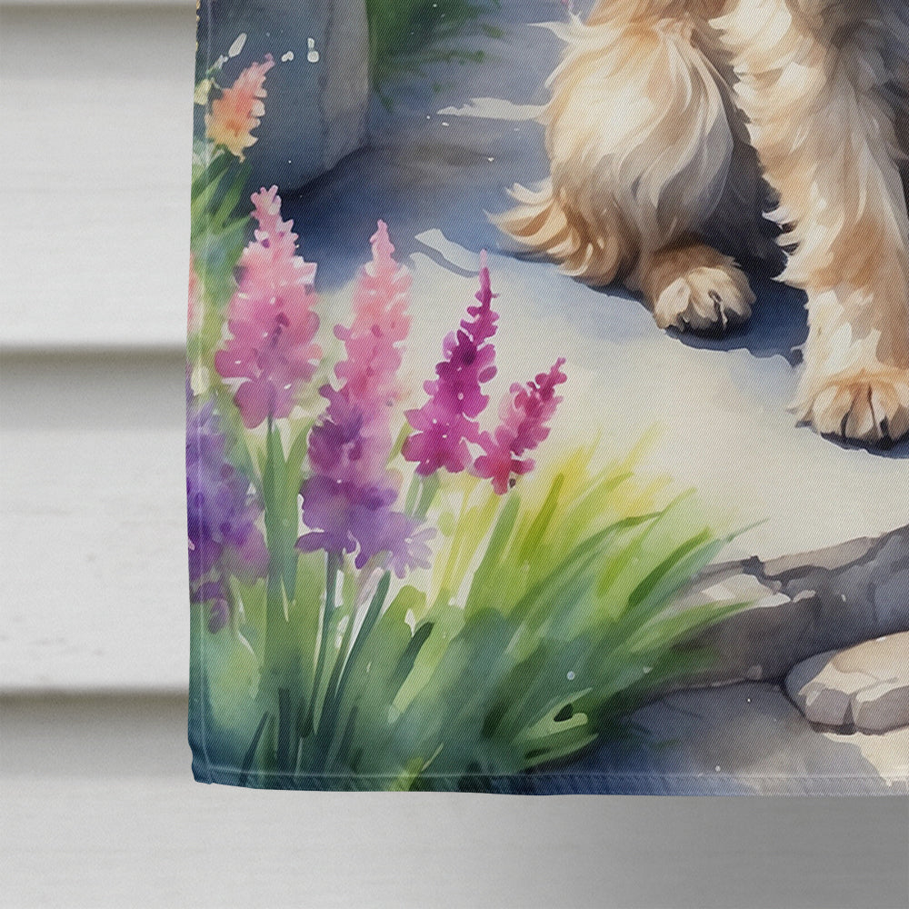 Cairn Terrier Spring Path House Flag 28x40 Porch Sleeve Pole Decorative Outside Yard Banner Artwork Wall Hanging, Polyester