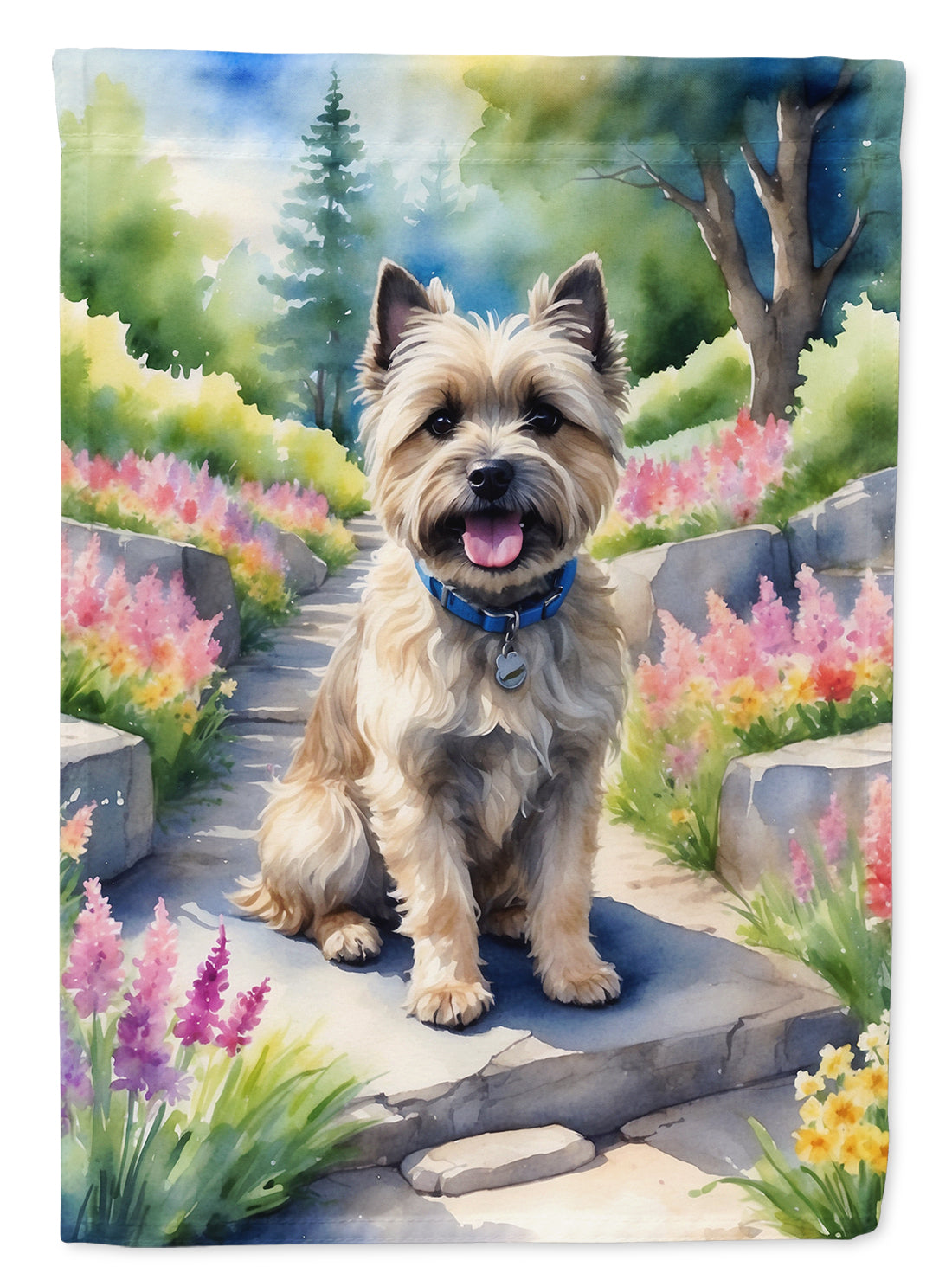 Cairn Terrier Spring Path Garden Flag Mailbox Decorative Yard Banner Outside Patio Artwork for Flower Beds, Garden Size, Multicolor