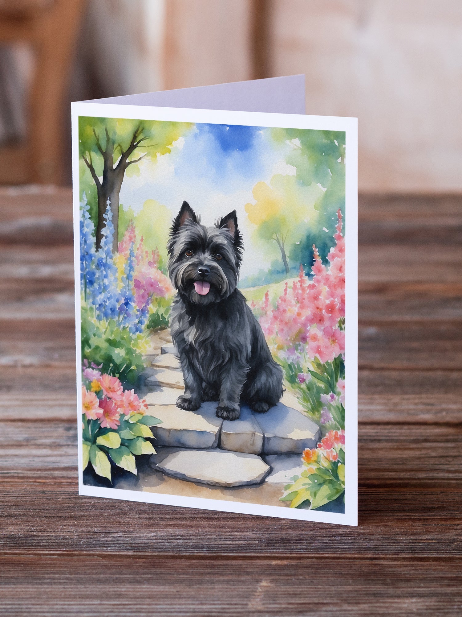 Cairn Terrier Spring Path Greeting Cards Pack of 8 Blank Cards with Envelopes Whimsical A7 Size 5x7