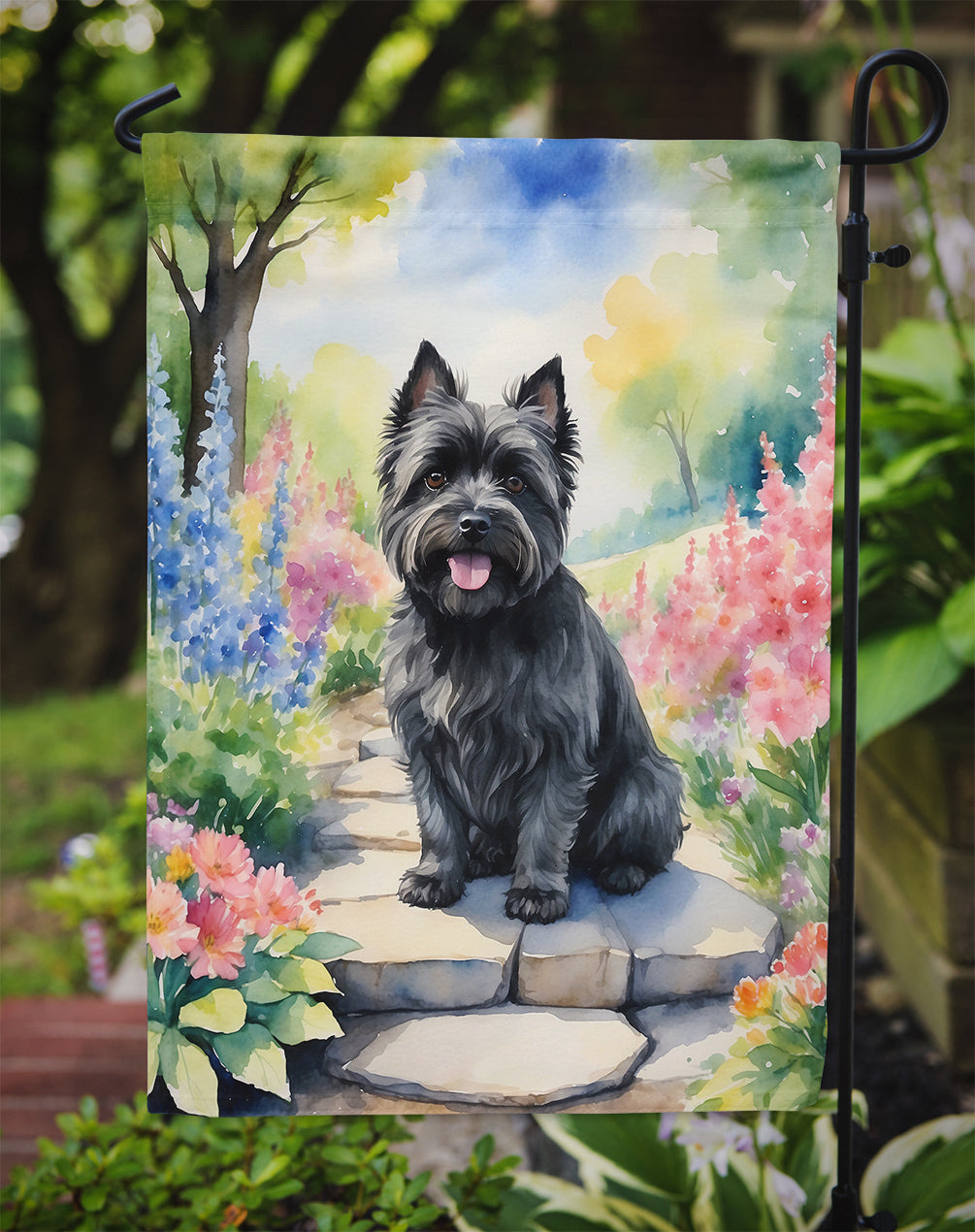 Cairn Terrier Spring Path Garden Flag Mailbox Decorative Yard Banner Outside Patio Artwork for Flower Beds, Garden Size, Multicolor