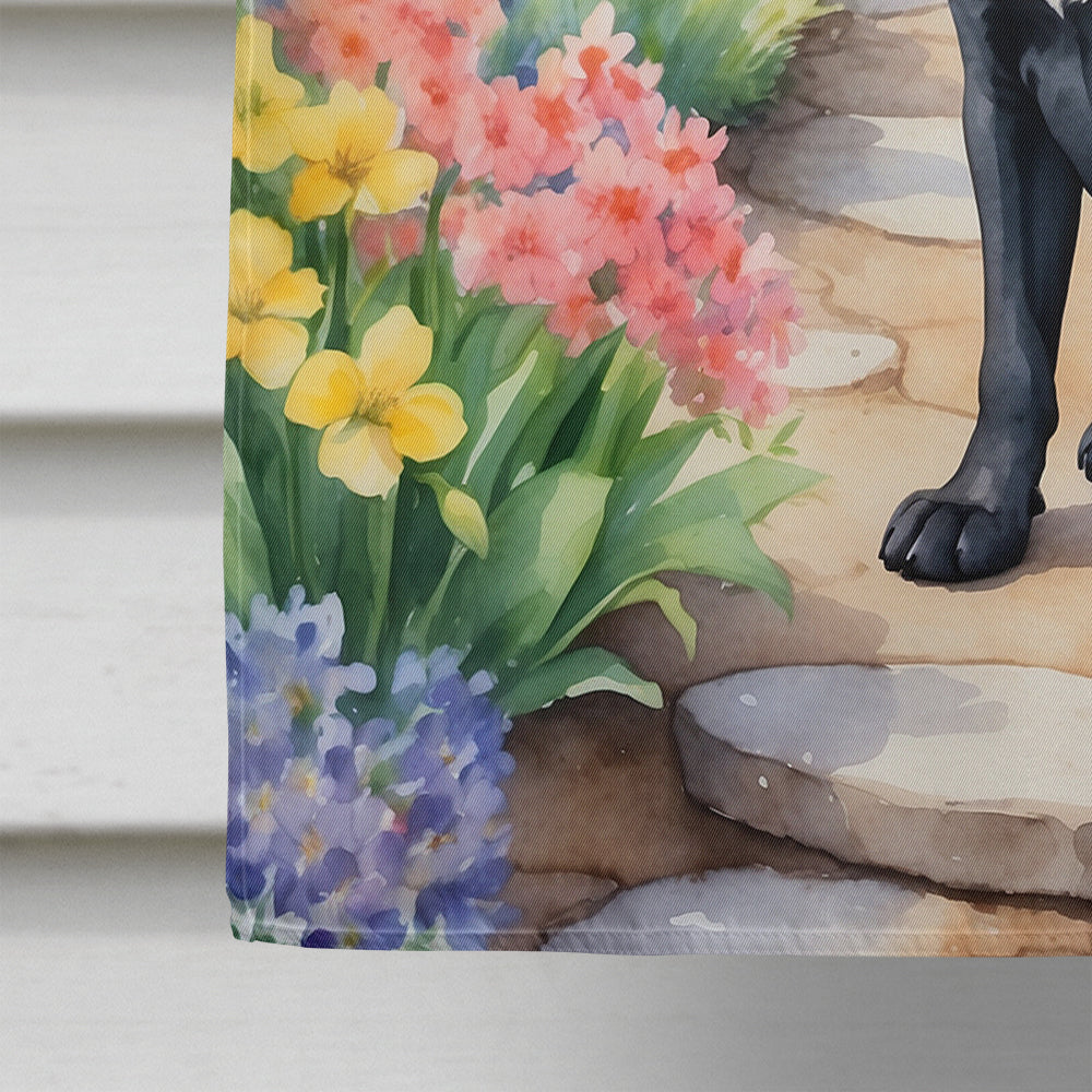 Cane Corso Spring Path House Flag 28x40 Porch Sleeve Pole Decorative Outside Yard Banner Artwork Wall Hanging, Polyester