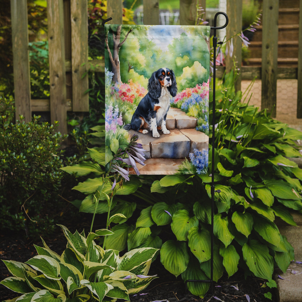 Cavalier Spaniel Spring Path Garden Flag Mailbox Decorative Yard Banner Outside Patio Artwork for Flower Beds, Garden Size, Multicolor