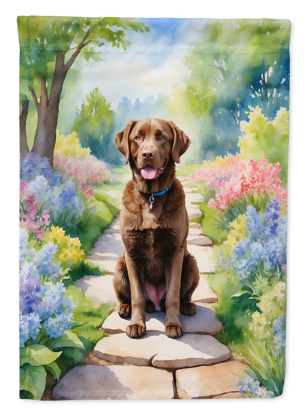 Chesapeake Bay Retriever Spring Path Garden Flag Mailbox Decorative Yard Banner Outside Patio Artwork for Flower Beds, Garden Size, Multicolor