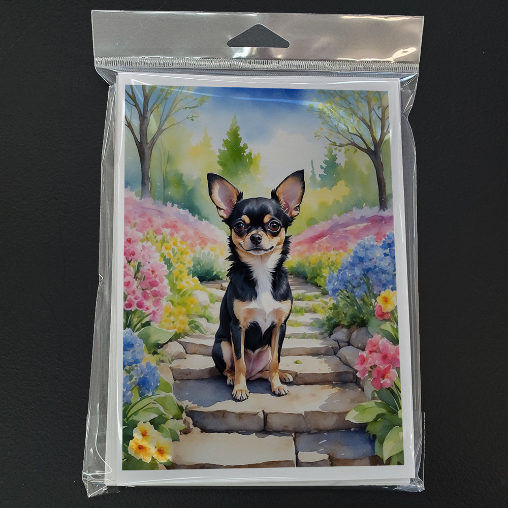 Chihuahua Spring Path Greeting Cards Pack of 8 Blank Cards with Envelopes Whimsical A7 Size 5x7
