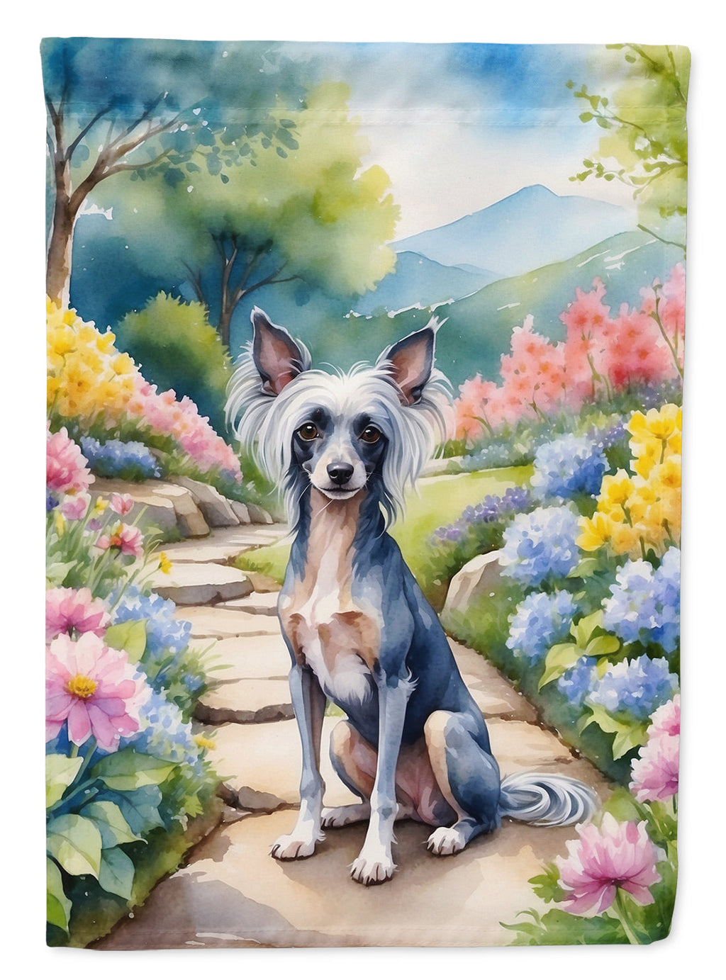 Chinese Crested Spring Path Garden Flag Mailbox Decorative Yard Banner Outside Patio Artwork for Flower Beds, Garden Size, Multicolor