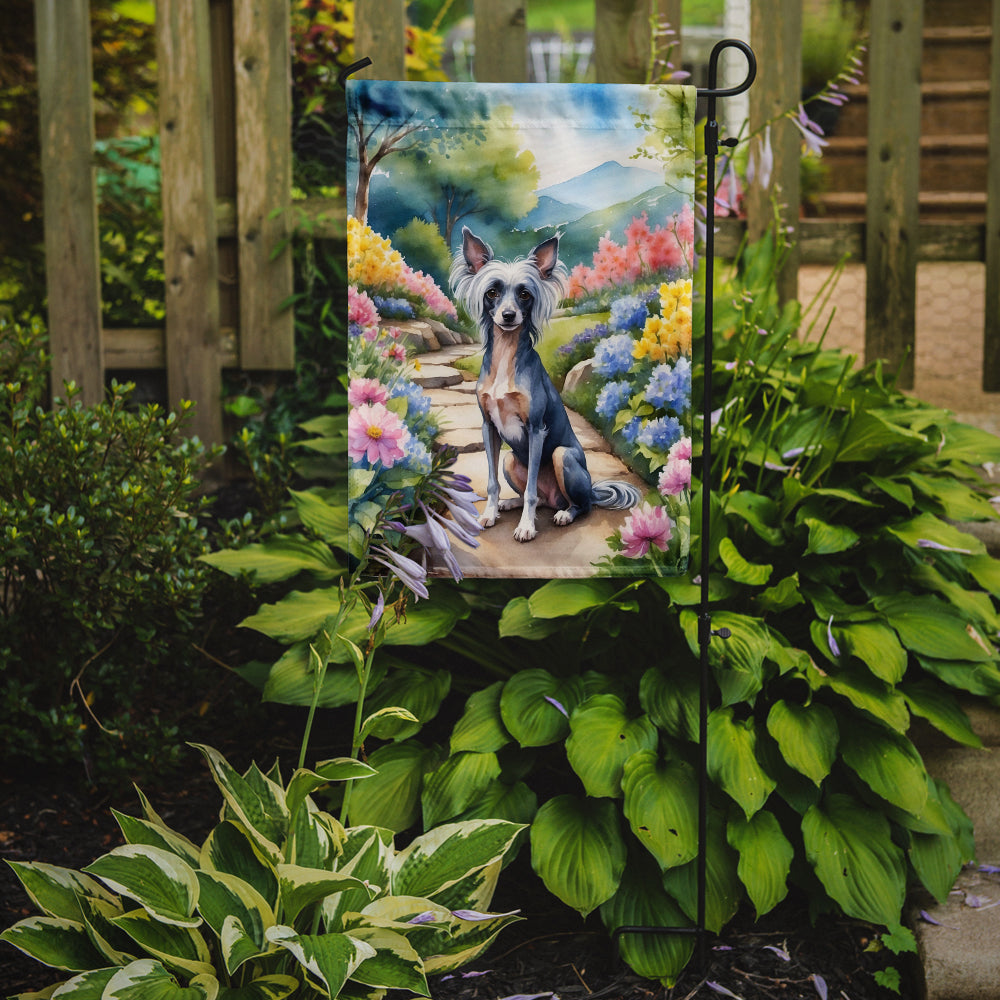 Chinese Crested Spring Path Garden Flag Mailbox Decorative Yard Banner Outside Patio Artwork for Flower Beds, Garden Size, Multicolor