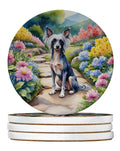 Chinese Crested Spring Path Large Sandstone Coasters Pack of 4 Absorbent Round Coasters Decor Gifts for Men or Women, 4 in, Multicolor