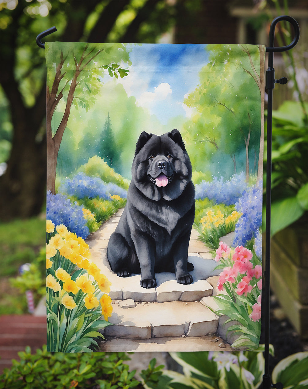Chow Chow Spring Path Garden Flag Mailbox Decorative Yard Banner Outside Patio Artwork for Flower Beds, Garden Size, Multicolor