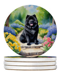 Chow Chow Spring Path Large Sandstone Coasters Pack of 4 Absorbent Round Coasters Decor Gifts for Men or Women, 4 in, Multicolor