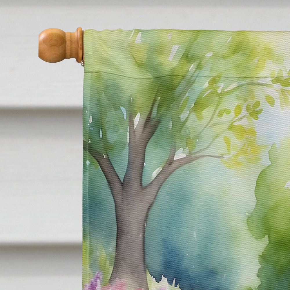 Cockapoo Spring Path House Flag 28x40 Porch Sleeve Pole Decorative Outside Yard Banner Artwork Wall Hanging, Polyester