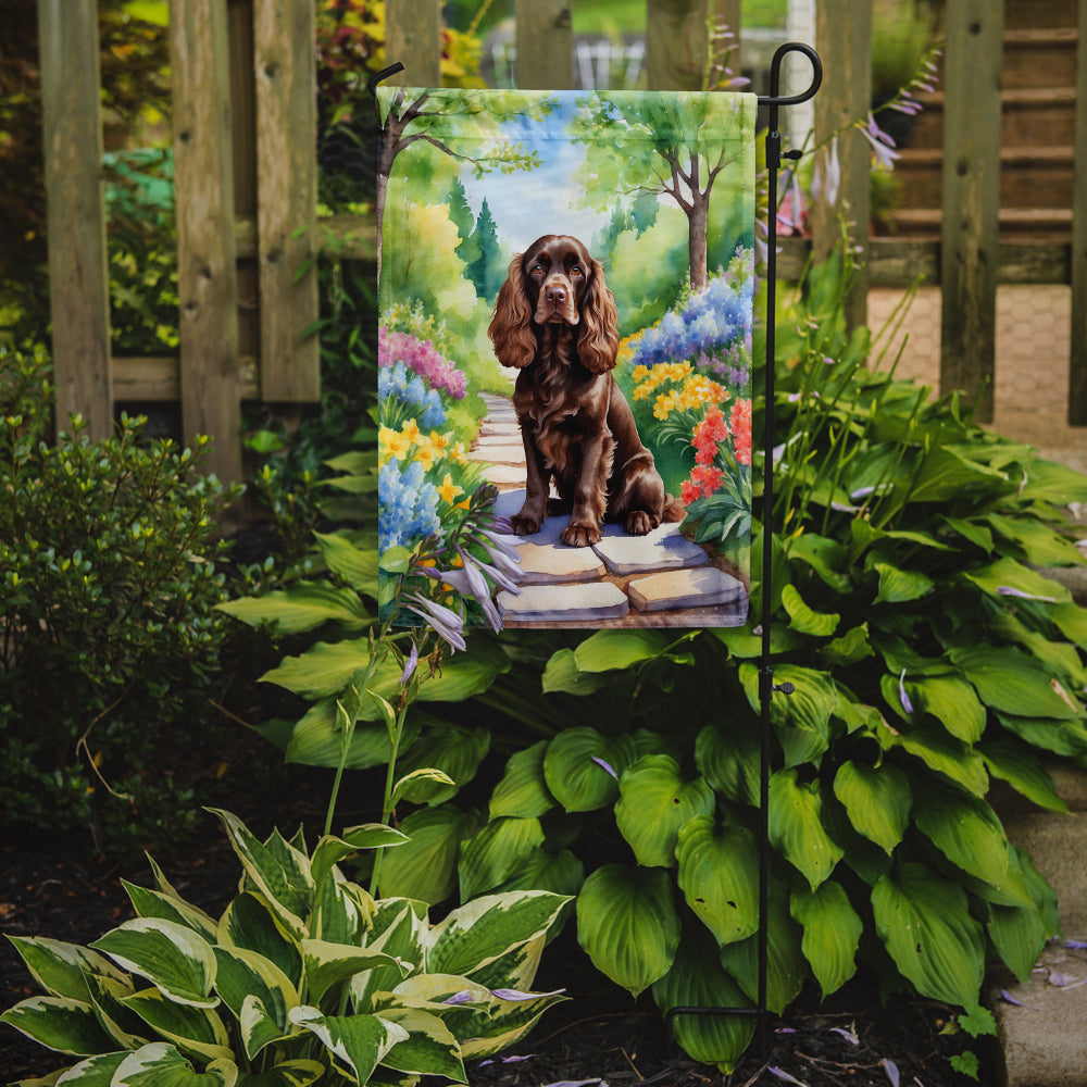 Cocker Spaniel Spring Path Garden Flag Mailbox Decorative Yard Banner Outside Patio Artwork for Flower Beds, Garden Size, Multicolor