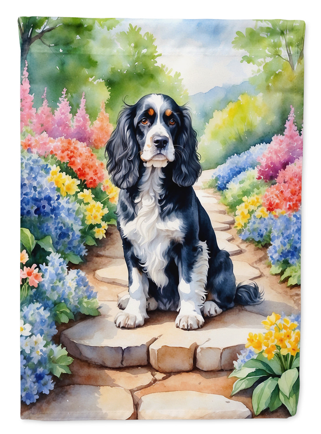 Cocker Spaniel Spring Path Garden Flag Mailbox Decorative Yard Banner Outside Patio Artwork for Flower Beds, Garden Size, Multicolor