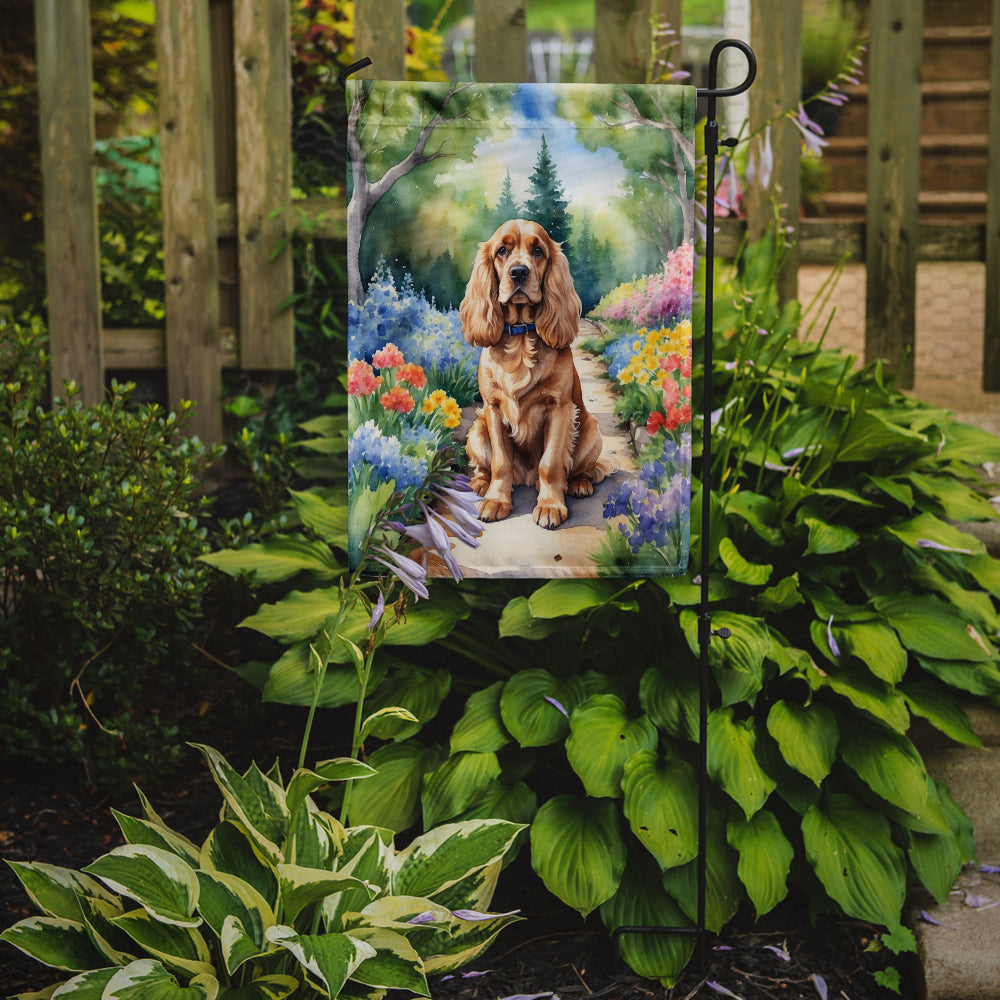 Cocker Spaniel Spring Path Garden Flag Mailbox Decorative Yard Banner Outside Patio Artwork for Flower Beds, Garden Size, Multicolor