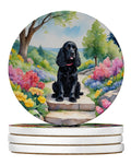 Cocker Spaniel Spring Path Large Sandstone Coasters Pack of 4 Absorbent Round Coasters Decor Gifts for Men or Women, 4 in, Multicolor