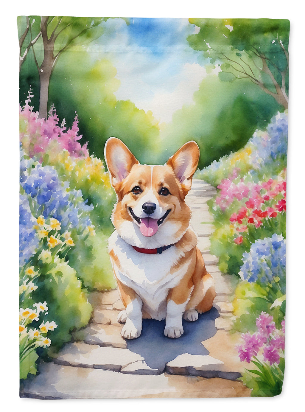 Corgi Spring Path Garden Flag Mailbox Decorative Yard Banner Outside Patio Artwork for Flower Beds, Garden Size, Multicolor
