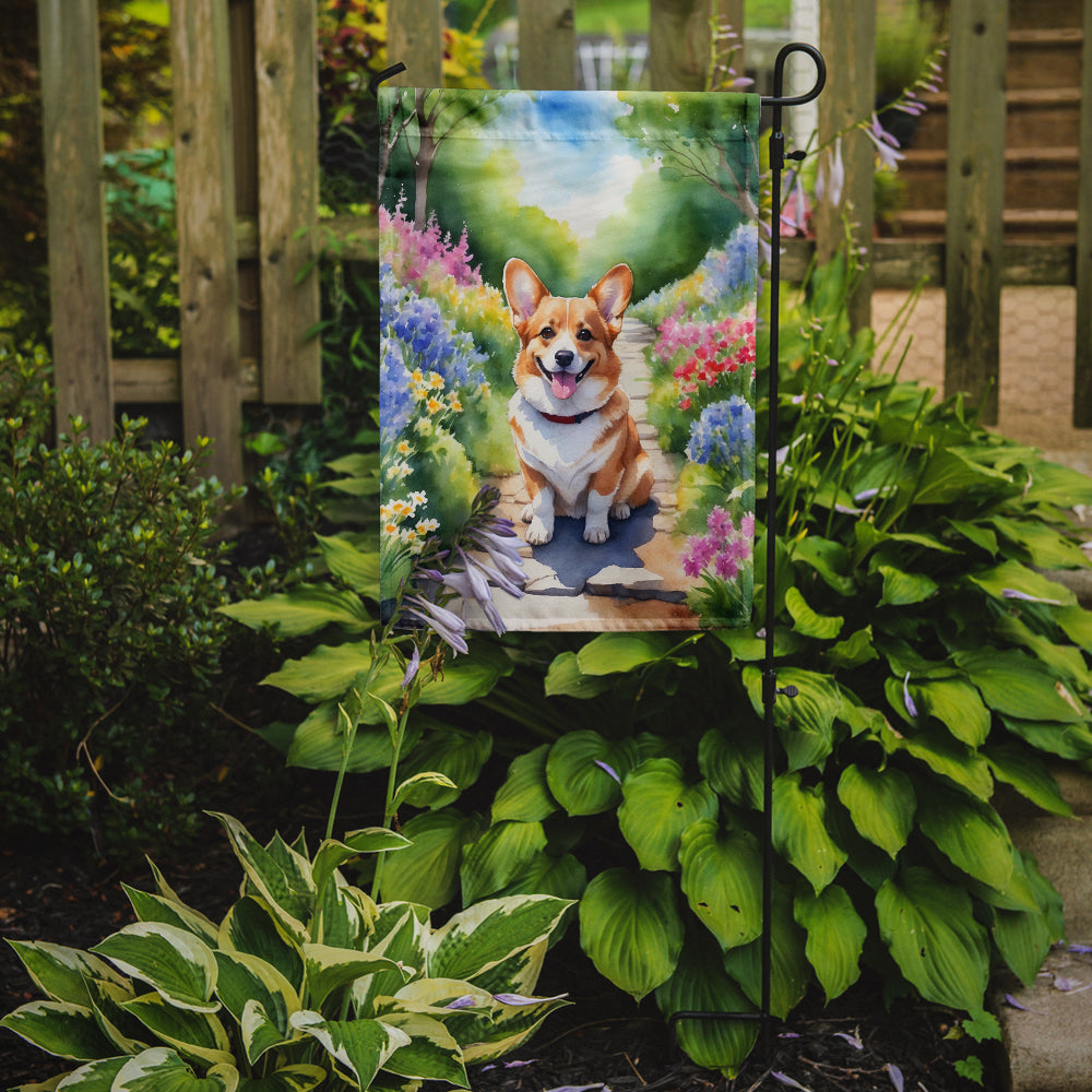 Corgi Spring Path Garden Flag Mailbox Decorative Yard Banner Outside Patio Artwork for Flower Beds, Garden Size, Multicolor