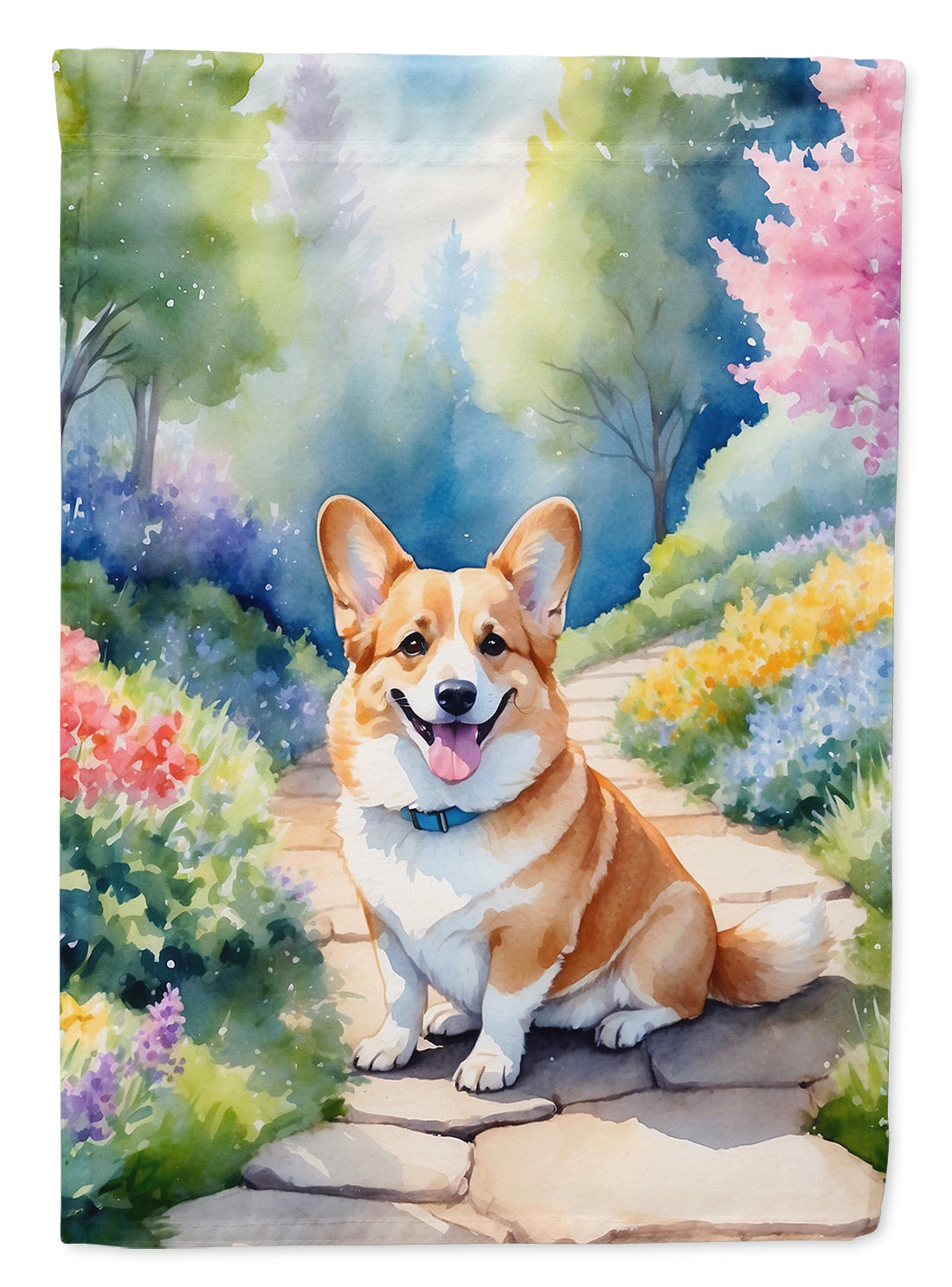 Corgi Spring Path Garden Flag Mailbox Decorative Yard Banner Outside Patio Artwork for Flower Beds, Garden Size, Multicolor