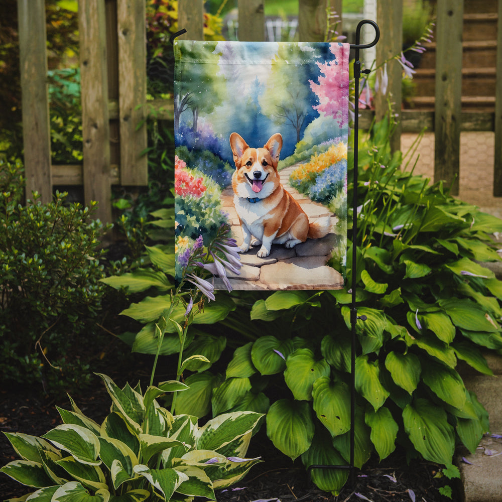Corgi Spring Path Garden Flag Mailbox Decorative Yard Banner Outside Patio Artwork for Flower Beds, Garden Size, Multicolor