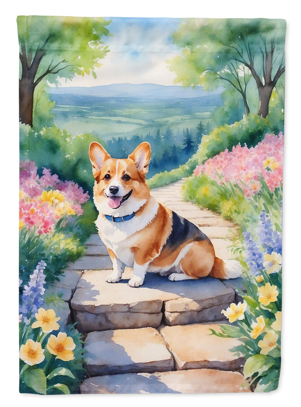 Corgi Spring Path Garden Flag Mailbox Decorative Yard Banner Outside Patio Artwork for Flower Beds, Garden Size, Multicolor