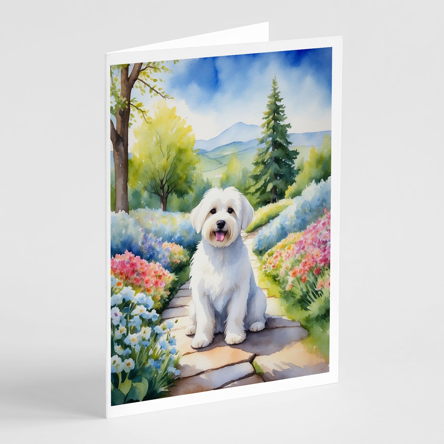 Coton de Tulear Spring Path Greeting Cards Pack of 8 Blank Cards with Envelopes Whimsical A7 Size 5x7