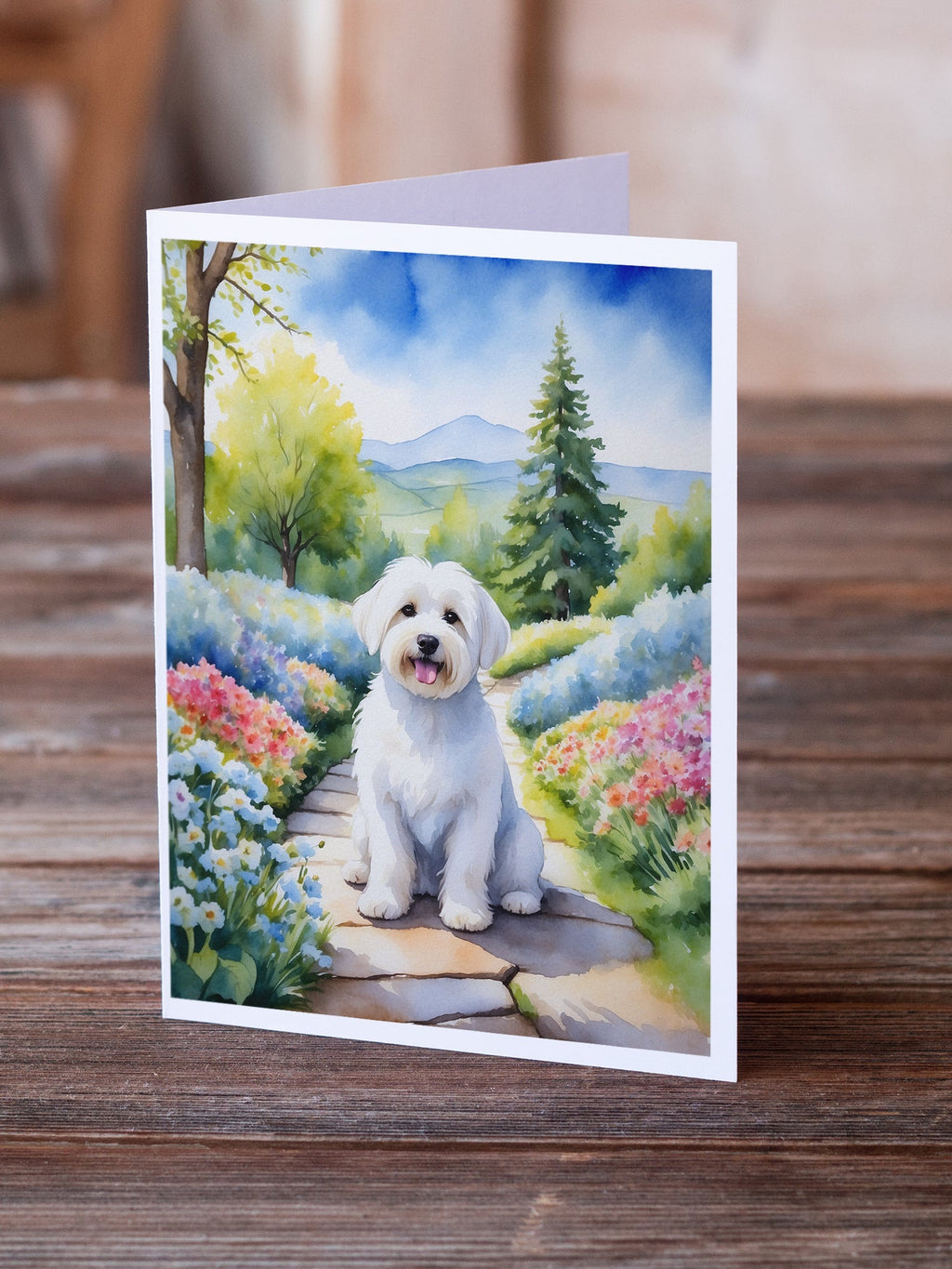 Coton de Tulear Spring Path Greeting Cards Pack of 8 Blank Cards with Envelopes Whimsical A7 Size 5x7