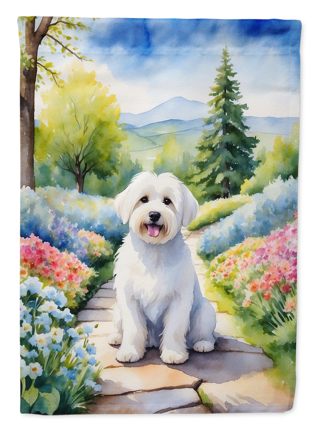 Coton de Tulear Spring Path Garden Flag Mailbox Decorative Yard Banner Outside Patio Artwork for Flower Beds, Garden Size, Multicolor