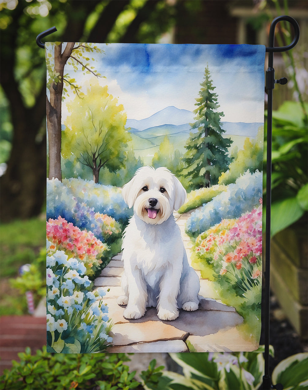 Coton de Tulear Spring Path Garden Flag Mailbox Decorative Yard Banner Outside Patio Artwork for Flower Beds, Garden Size, Multicolor