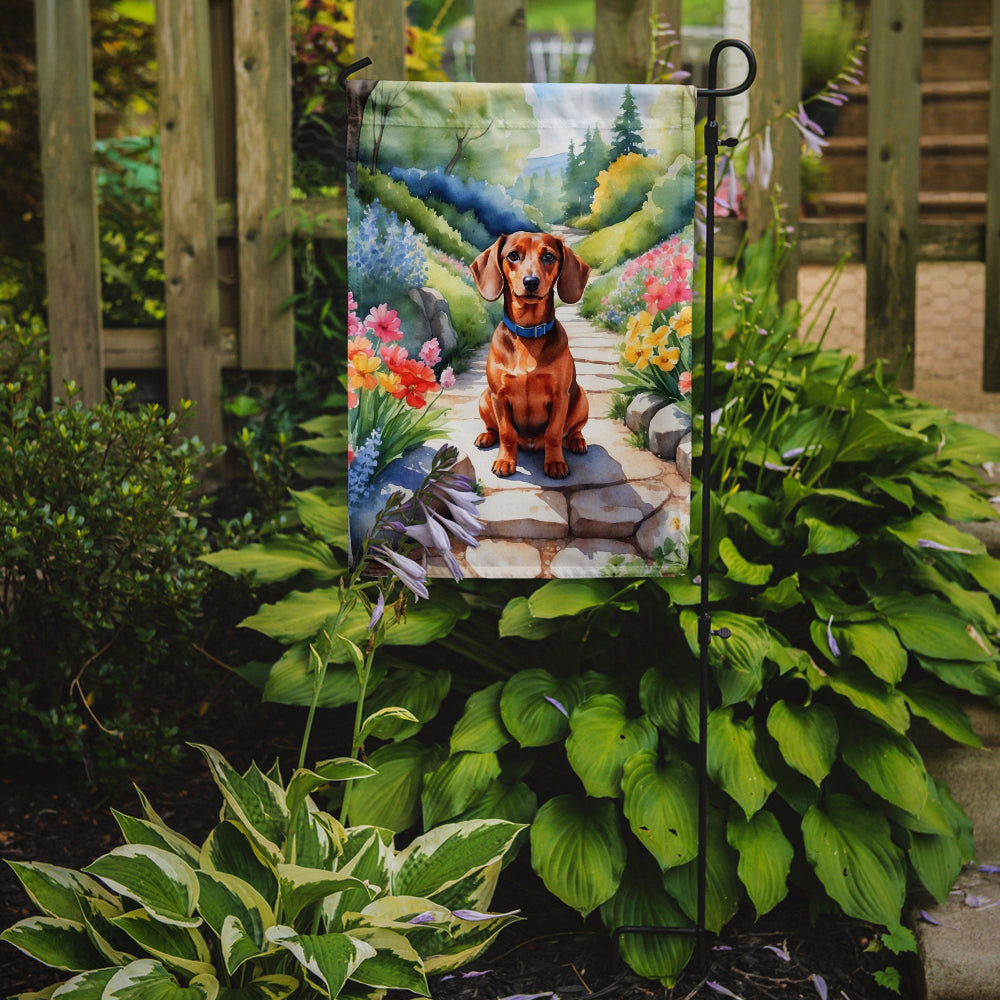 Dachshund Spring Path Garden Flag Mailbox Decorative Yard Banner Outside Patio Artwork for Flower Beds, Garden Size, Multicolor